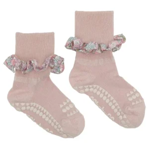 Bambus Non-Slip Sokker 1-2Ar - Soft Pink/Liberty*GoBabyGo Shop