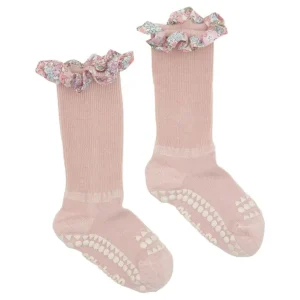 Bambus Non-Slip Sokker 6-12Mdr. - Soft Pink/Liberty*GoBabyGo Store