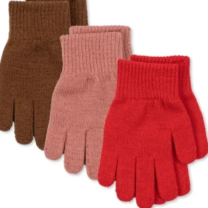 Konges Slojd Filla Handsker, 9-12Ar Rose/Pecan/Scarlet*Konges sløjd Clearance