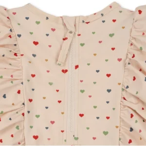 Konges Slojd Manuca Frill Onesie Str.4 Ar, Multi Hearts*Konges Sløjd New