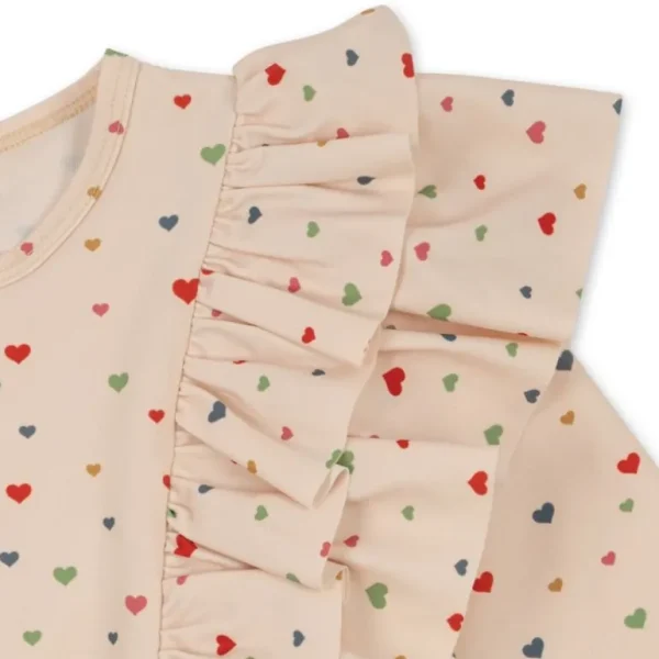 Konges Slojd Manuca Frill Onesie Str.4 Ar, Multi Hearts*Konges Sløjd New