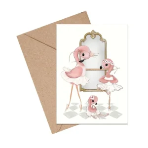 A6 Kort Flamingo Balletskole*Mouse & Pen Clearance