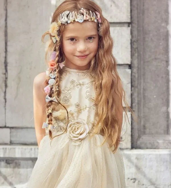 Prinsessekjole, Noraline Guld, 3-4Y*Souza Outlet